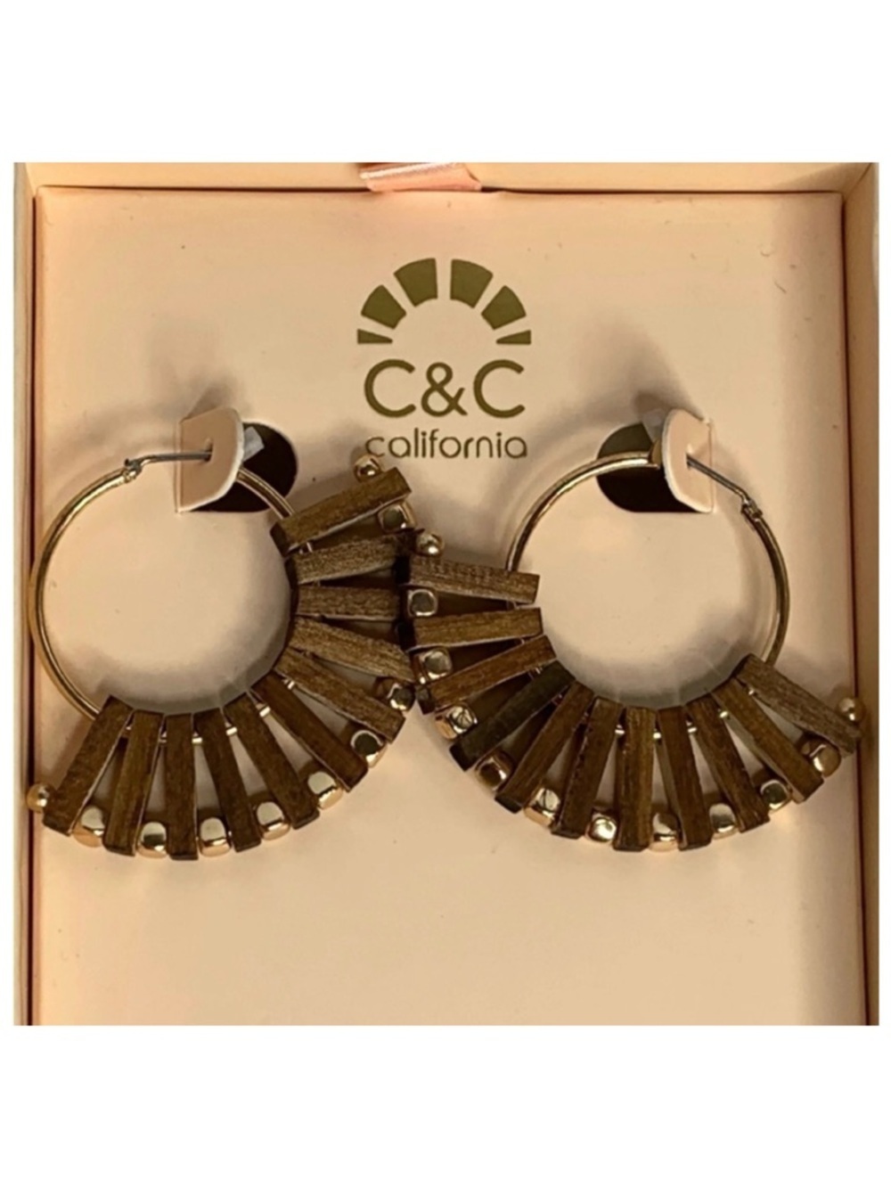 C & C California Flexible Wooden Earrings NIB
